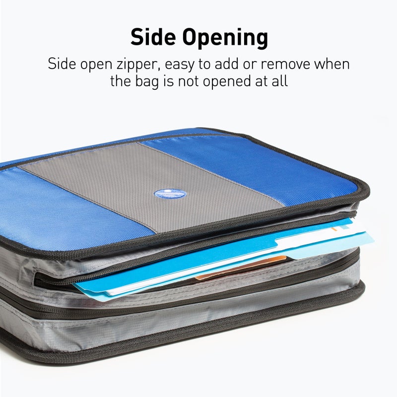 Kinbashi 3-Inch 3 Round Rings Zipper Binder, Handle and Shoulder Strap Included, Blue - Image 4